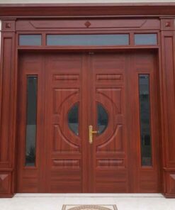 Cửa sắt sơn giả gỗ 2 cánh CS007