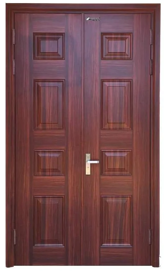 Cửa sắt sơn giả gỗ 2 cánh CS007 - Ảnh 3