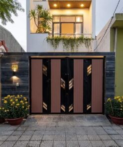 Cửa cổng sắt hộp 4 cánh CC032