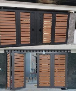 Cửa cổng sắt hộp 4 cánh CC034